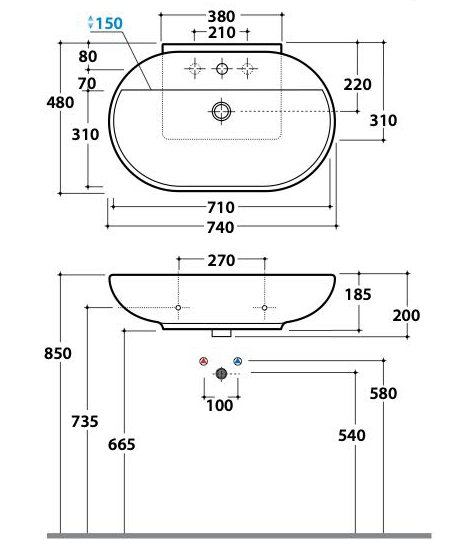 Globo Space Concept SA027BI umywalka 74 cm WYCOFANE Agart